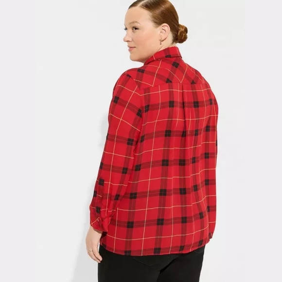 Torrid limited edition Betsey Johnson red plaid blouse - Picture 5 of 9